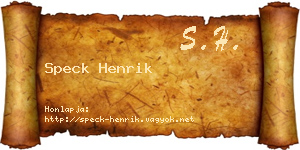 Speck Henrik névjegykártya